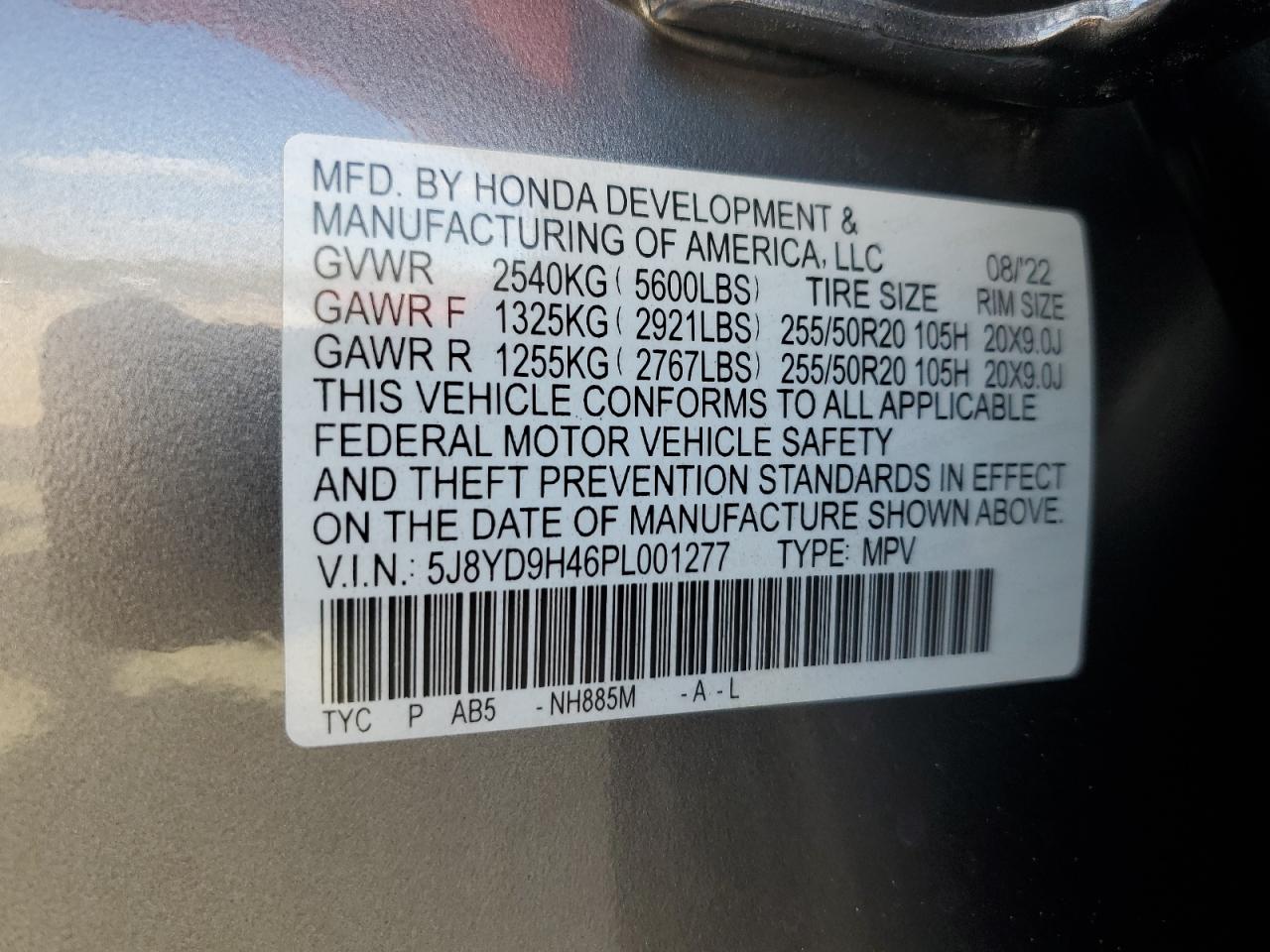 5J8YD9H46PL001277 2023 Acura Mdx Technology