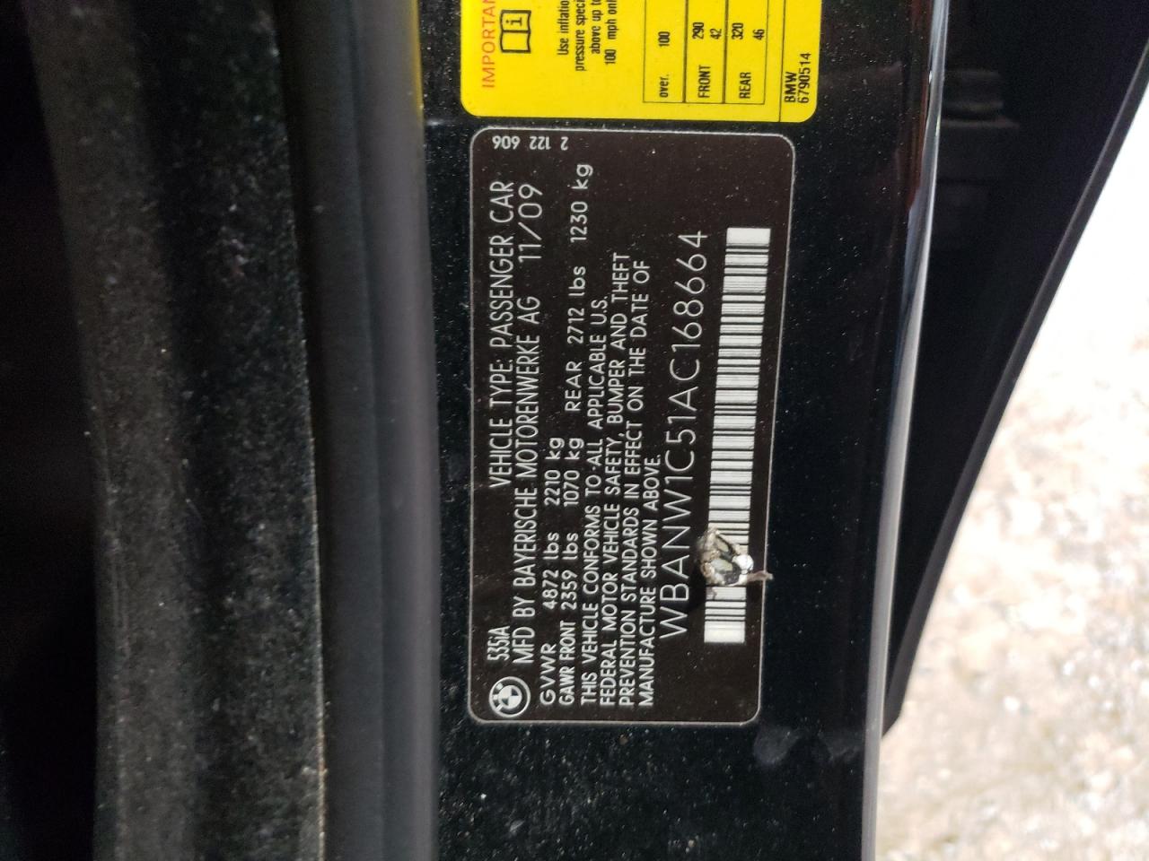 WBANW1C51AC168664 2010 BMW 535 I