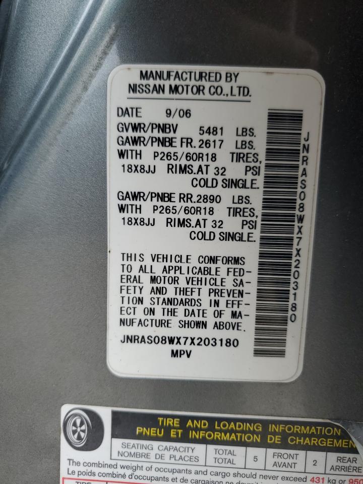 JNRAS08WX7X203180 2007 Infiniti Fx35