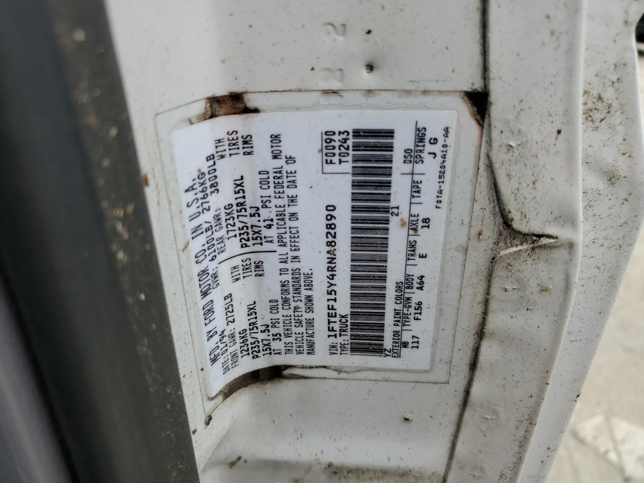 1FTEF15Y4RNA82890 1994 Ford F150