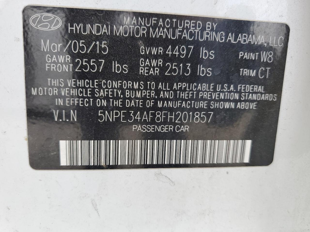 5NPE34AF8FH201857 2015 Hyundai Sonata Sport