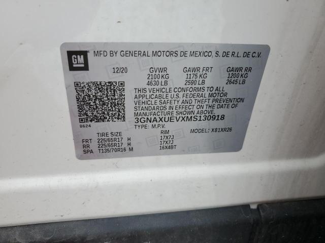 2021 CHEVROLET EQUINOX LT - 3GNAXUEVXMS130918