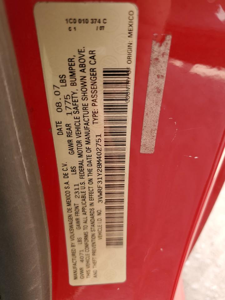 3VWRF31Y28M402751 2008 Volkswagen New Beetle Convertible Se