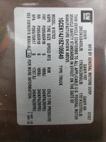 2008 Chevrolet Silverado K1500 VIN: 1GCEK14J18Z106649 Lot: 56442534