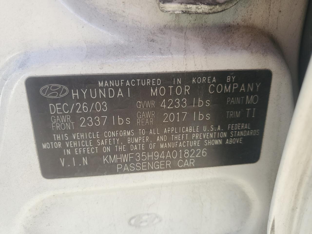 KMHWF35H94A018226 2004 Hyundai Sonata Gls