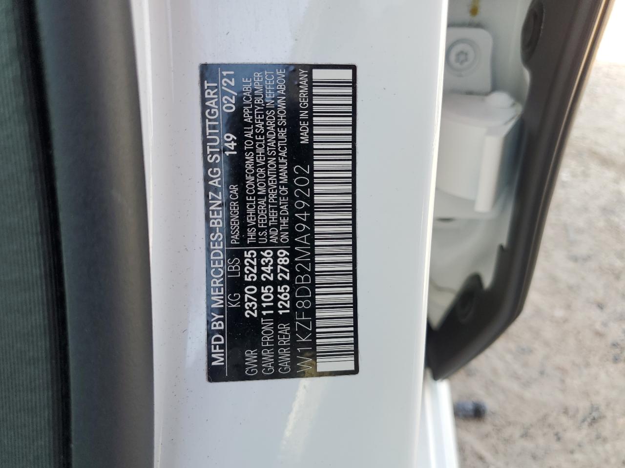 W1KZF8DB2MA949202 2021 Mercedes-Benz E 350