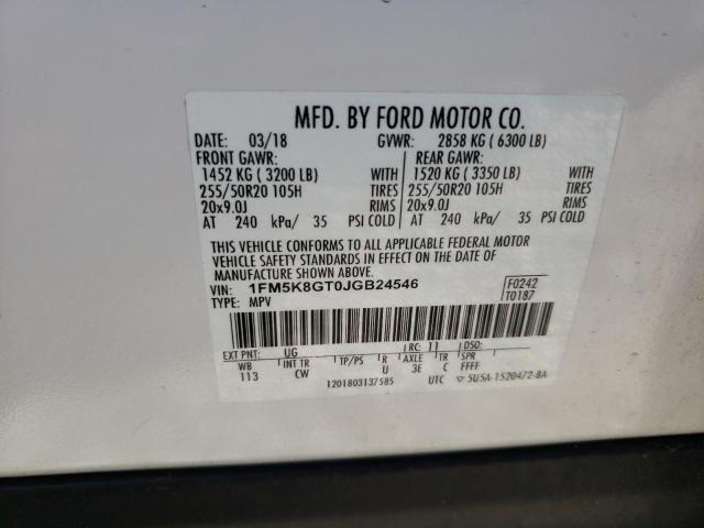 2018 Ford Explorer Sport VIN: 1FM5K8GT0JGB24546 Lot: 56400714