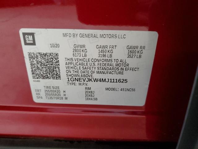 2021 Chevrolet Traverse Rs VIN: 1GNEVJKW4MJ111625 Lot: 56709484