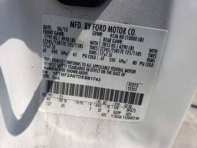 2013 Ford F250 Super Duty VIN: 1FTBF2A67DEB81743 Lot: 54524804