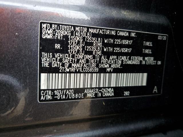 2020 Toyota Rav4 Xle VIN: 2T3W1RFV1LC058599 Lot: 54614664