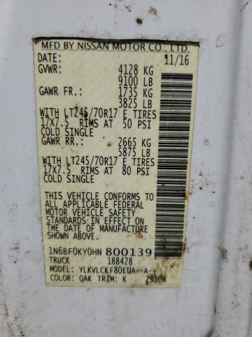 2017 Nissan Nv 1500 S VIN: 1N6BF0KY0HN800139 Lot: 56307944