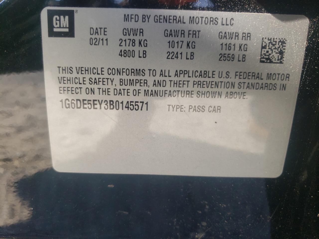 1G6DE5EY3B0145571 2011 Cadillac Cts Luxury Collection