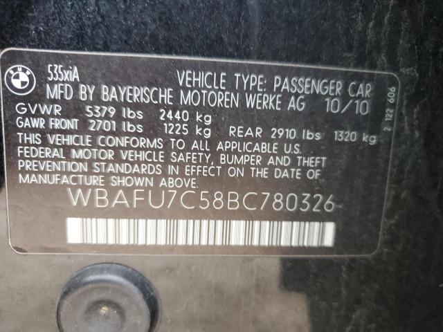 2011 BMW 535 Xi VIN: WBAFU7C58BC780326 Lot: 54157344