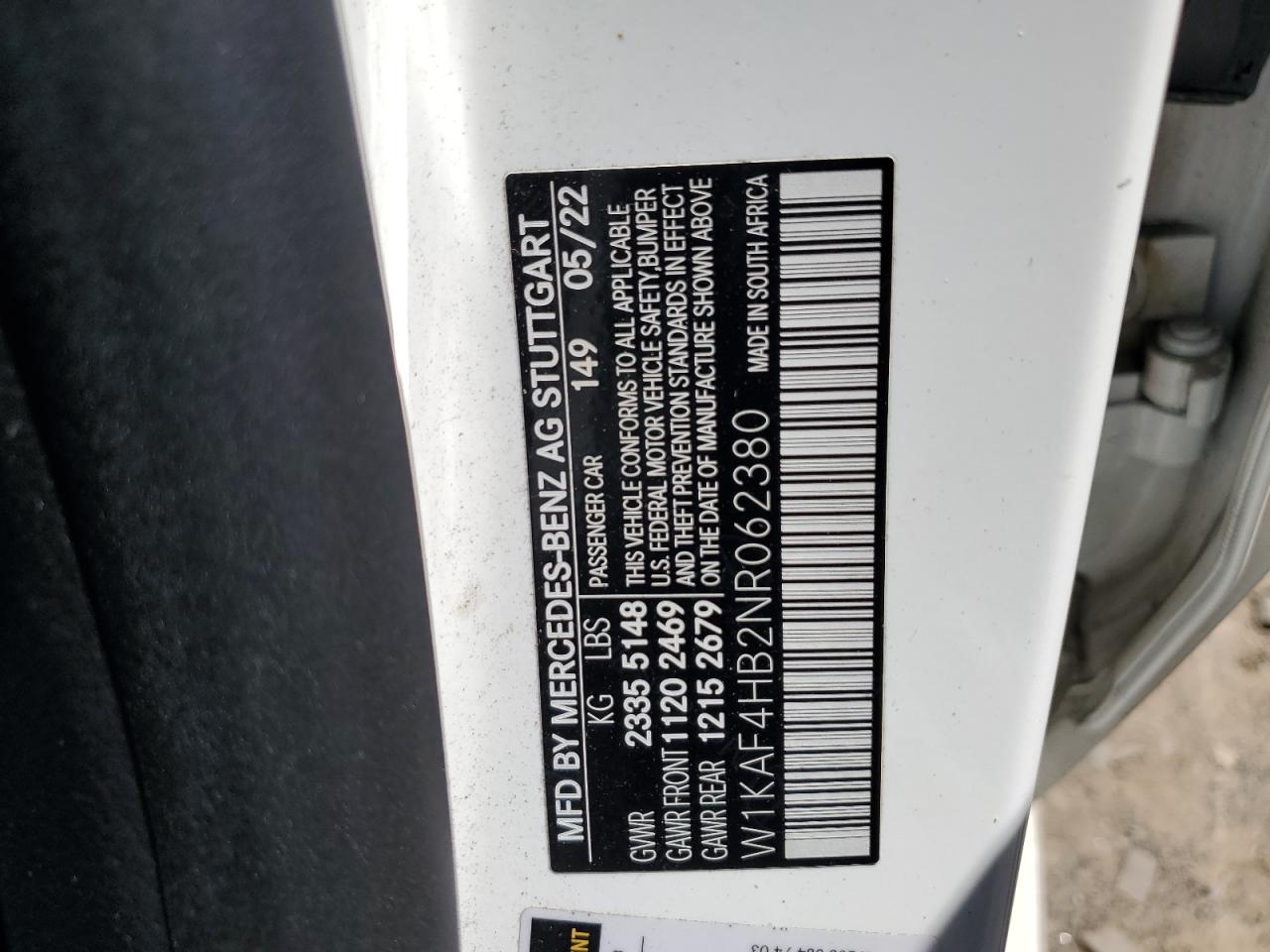 W1KAF4HB2NR062380 2022 Mercedes-Benz C 300 4Matic