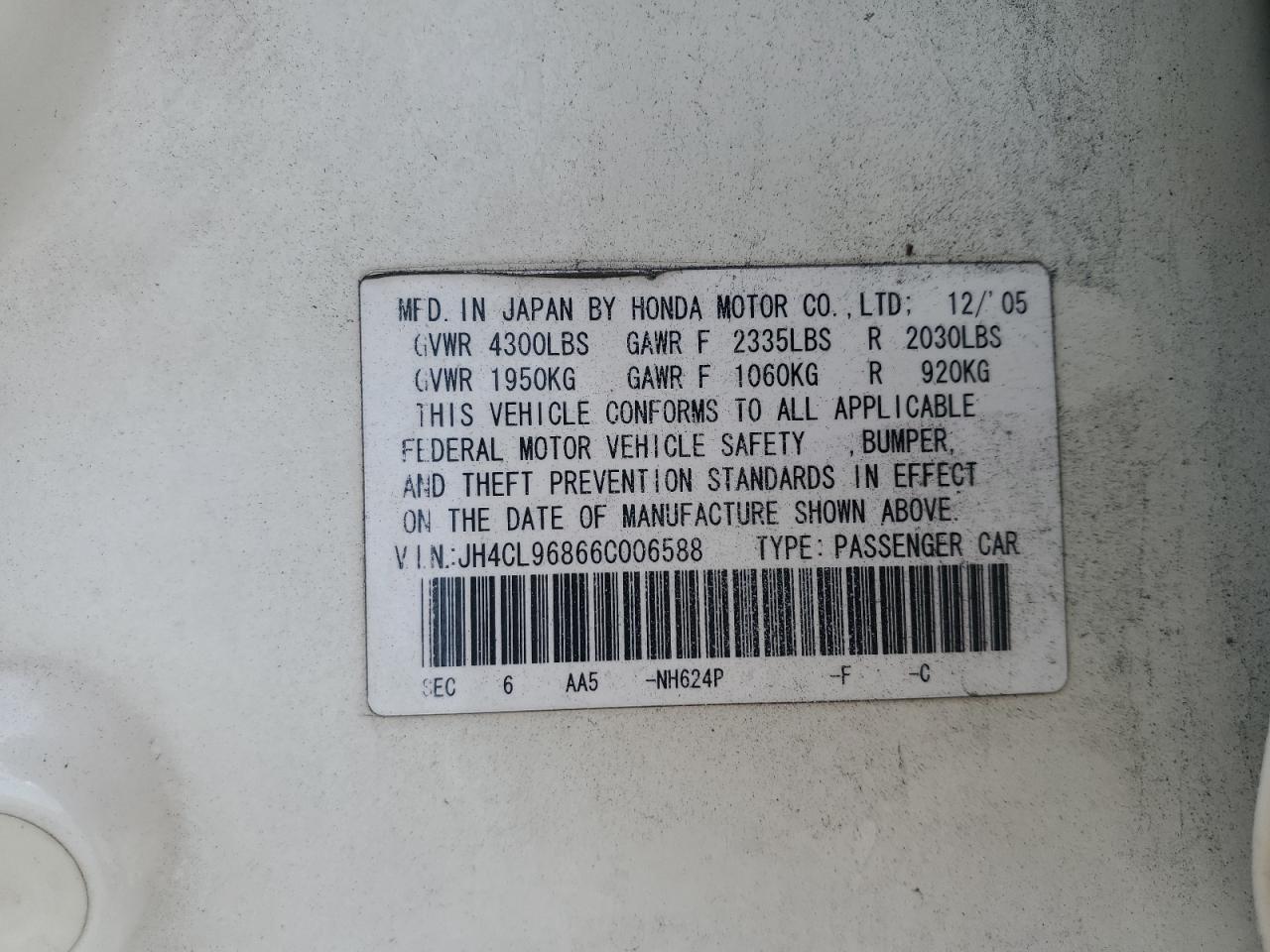 JH4CL96866C006588 2006 Acura Tsx