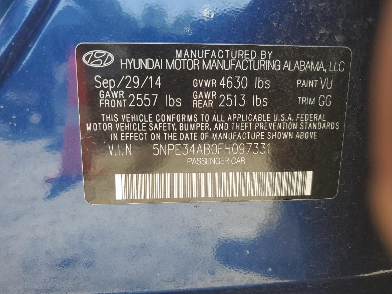 5NPE34AB0FH097331 2015 Hyundai Sonata Sport