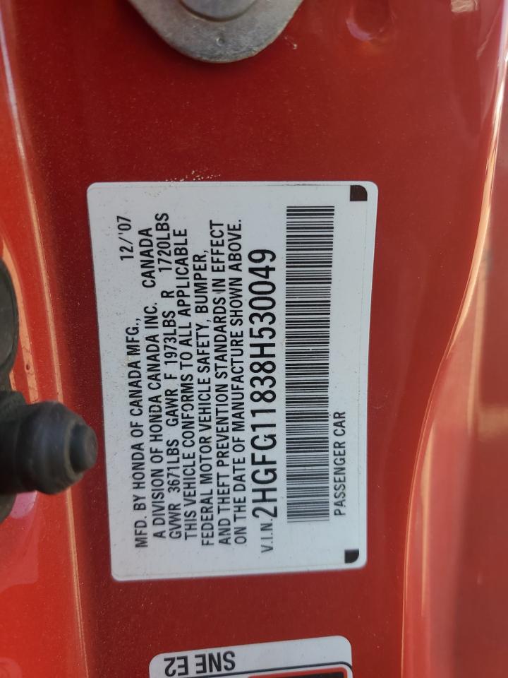 2HGFG11838H530049 2008 Honda Civic Ex