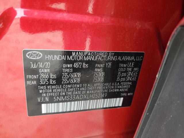 2020 Hyundai Santa Fe Sel VIN: 5NMS33ADXLH252149 Lot: 56234504