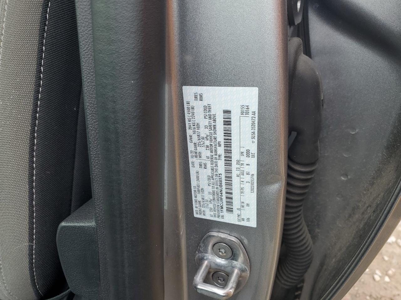 1FMCU9F64NUB68575 2022 Ford Escape S