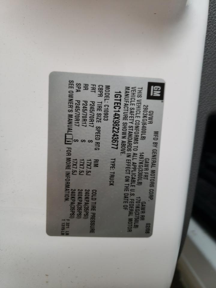 1GTEC14X98Z243677 2008 GMC Sierra C1500