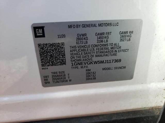 2021 Chevrolet Traverse Lt VIN: 1GNEVGKW5MJ117369 Lot: 53846404