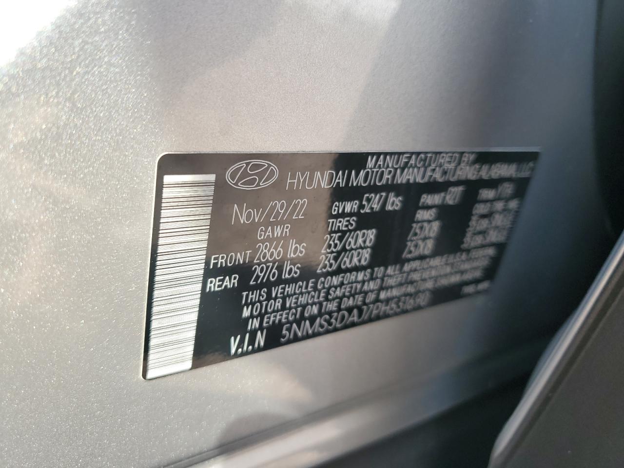 5NMS3DAJ7PH531690 2023 Hyundai Santa Fe Sel Premium