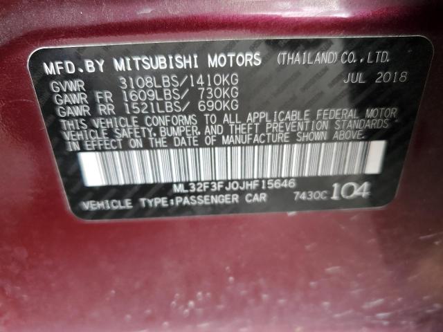 2018 Mitsubishi Mirage G4 Es VIN: ML32F3FJ0JHF15646 Lot: 52843604