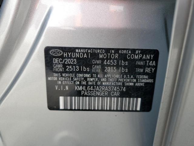 2024 Hyundai Sonata Sel VIN: KMHL64JA2RA374574 Lot: 57464434