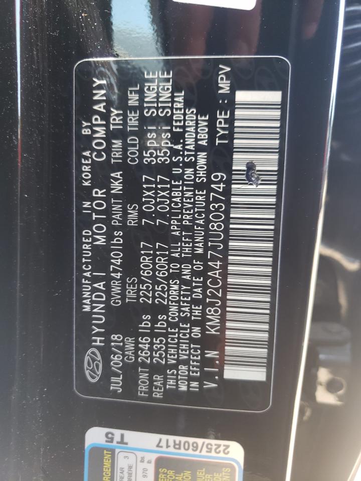 KM8J2CA47JU803749 2018 Hyundai Tucson Se