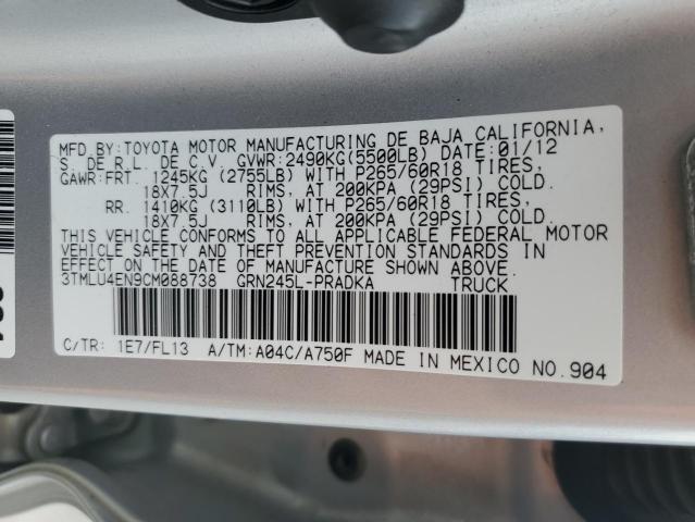 2012 Toyota Tacoma Double Cab VIN: 3TMLU4EN9CM088738 Lot: 54282264