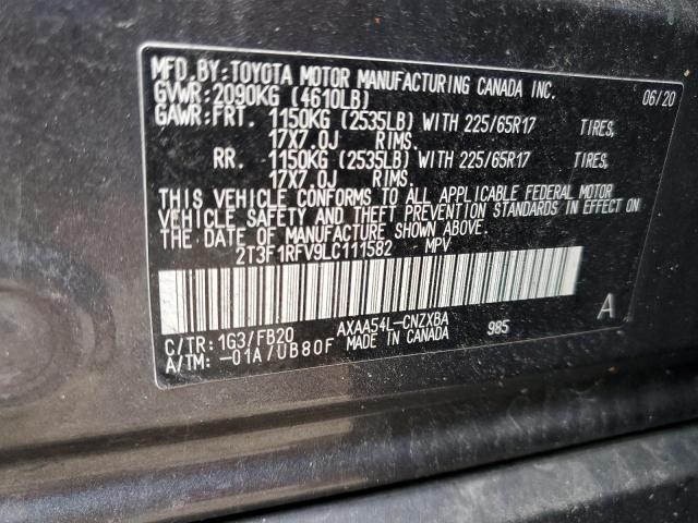 2020 Toyota Rav4 Le VIN: 2T3F1RFV9LC111582 Lot: 55107524