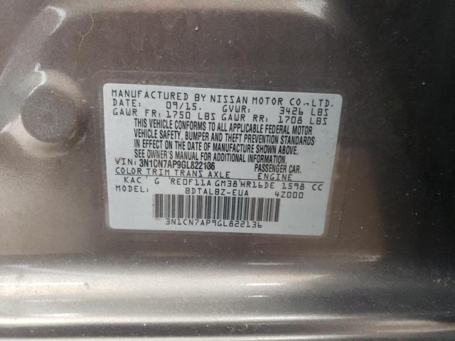 2016 Nissan Versa S VIN: 3N1CN7AP9GL822136 Lot: 55306004