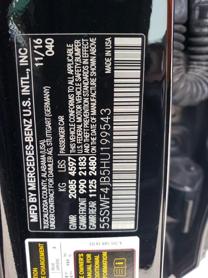 55SWF4JB5HU199543 2017 Mercedes-Benz C 300