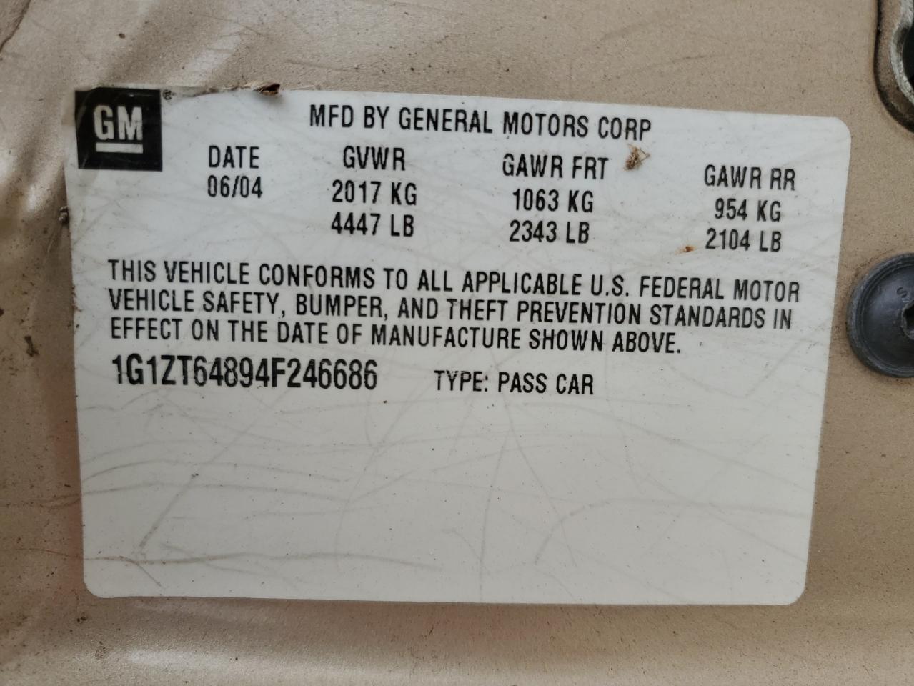 1G1ZT64894F246686 2004 Chevrolet Malibu Maxx Ls