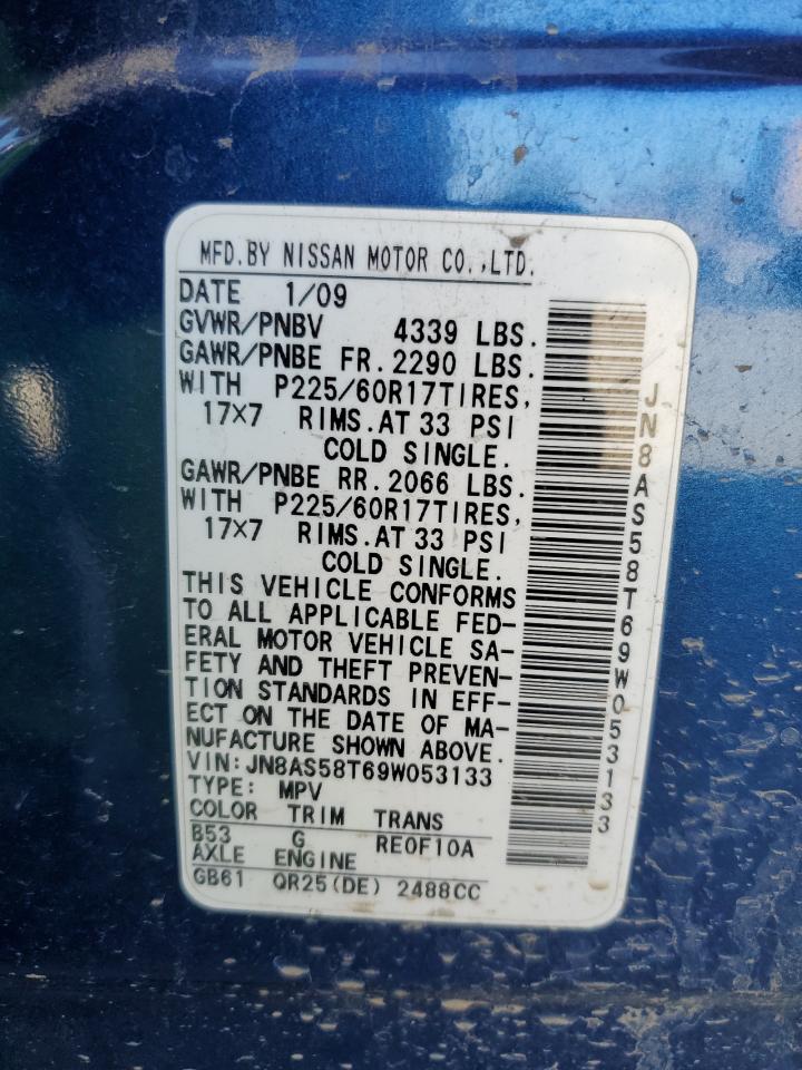 JN8AS58T69W053133 2009 Nissan Rogue S