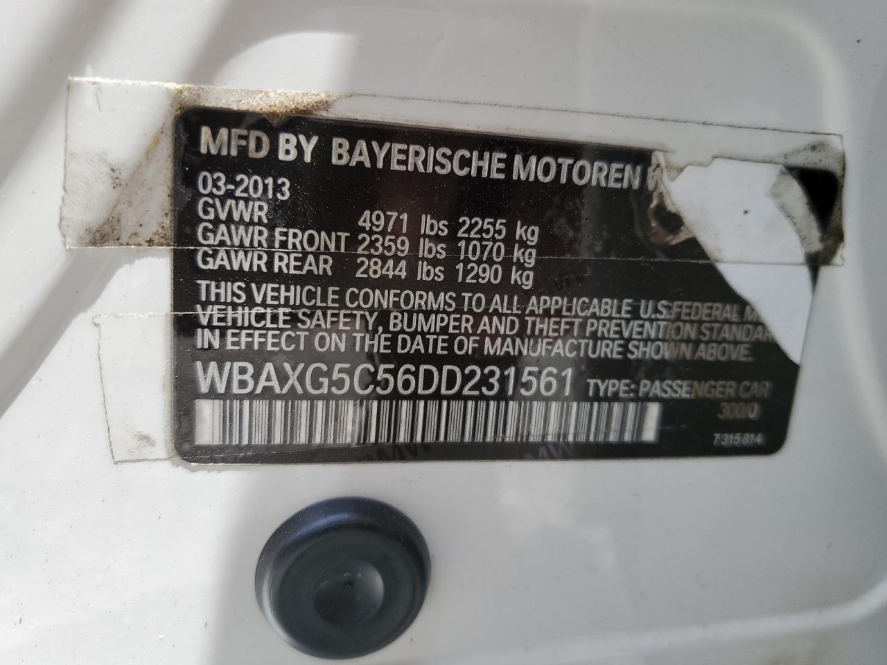 WBAXG5C56DD231561 2013 BMW 528 I