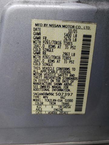 2006 Nissan Xterra Off Road VIN: 5N1AN08W96C507397 Lot: 56685944