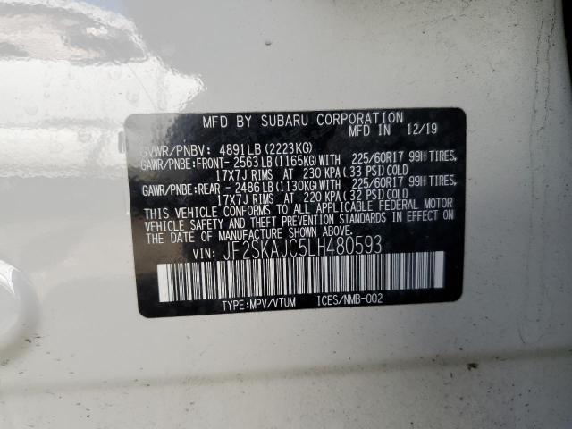 2020 Subaru Forester Premium VIN: JF2SKAJC5LH480593 Lot: 53957694