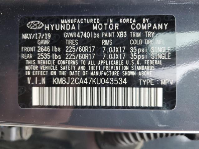 2019 Hyundai Tucson Se VIN: KM8J2CA47KU043534 Lot: 57094874