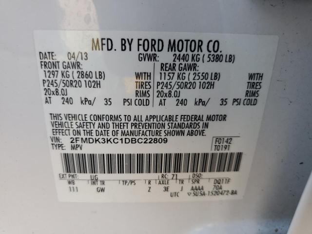 2013 Ford Edge Limited VIN: 2FMDK3KC1DBC22809 Lot: 56371624