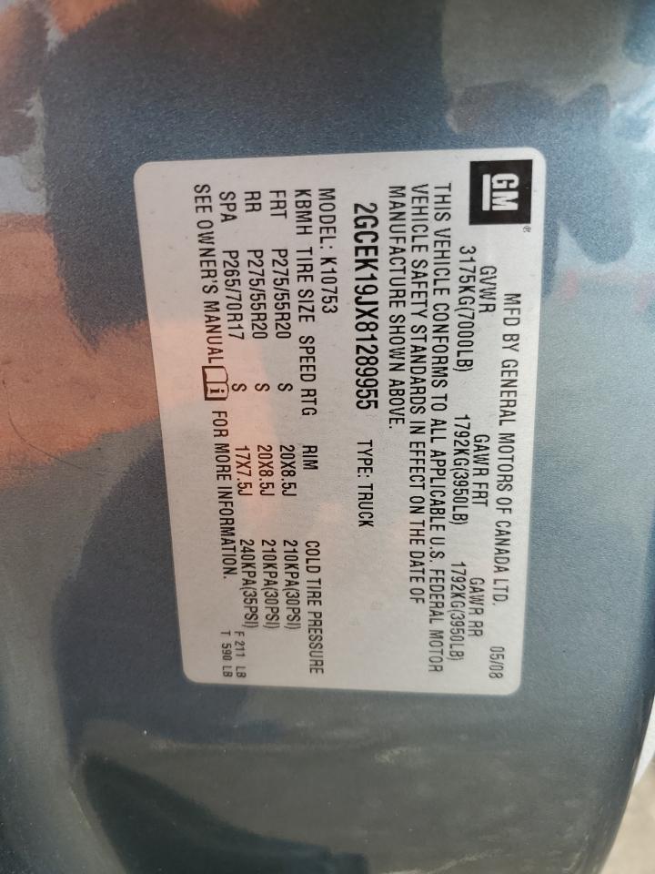 2GCEK19JX81289955 2008 Chevrolet Silverado K1500