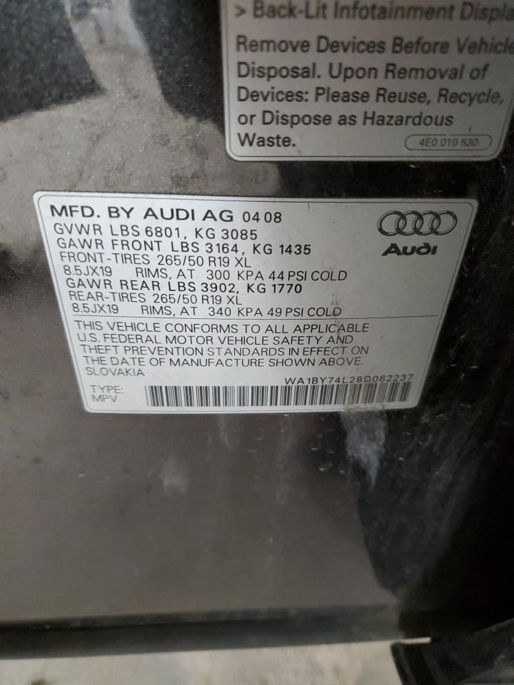 WA1BY74L28D062237 2008 Audi Q7 3.6 Quattro Premium