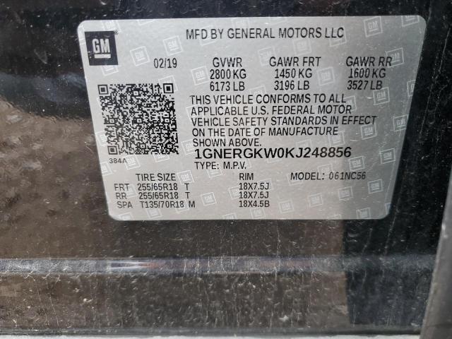 2019 Chevrolet Traverse Lt VIN: 1GNERGKW0KJ248856 Lot: 55146454