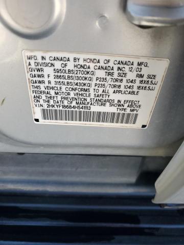 2004 Honda Pilot Exl VIN: 2HKYF18684H541113 Lot: 56713894