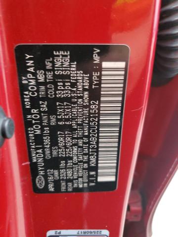 2012 Hyundai Tucson Gl VIN: KM8JT3AB2CU521582 Lot: 54163214