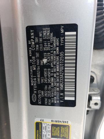 2016 Hyundai Tucson Limited VIN: KM8J33A27GU112595 Lot: 54222784