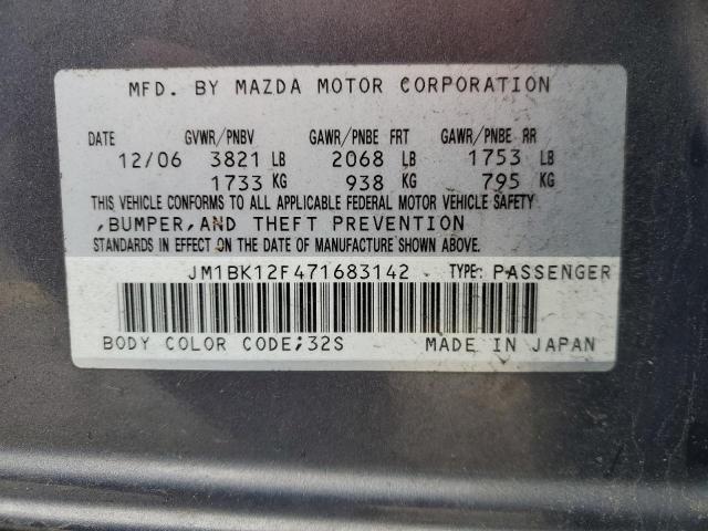 2007 Mazda 3 I VIN: JM1BK12F471683142 Lot: 54018834