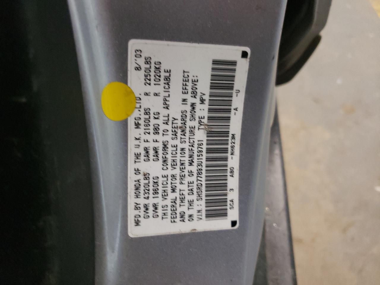 SHSRD77893U159761 2003 Honda Cr-V Ex