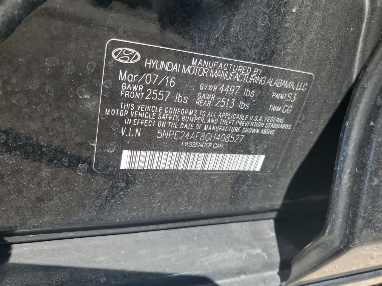 5NPE24AF8GH408527 2016 Hyundai Sonata Se