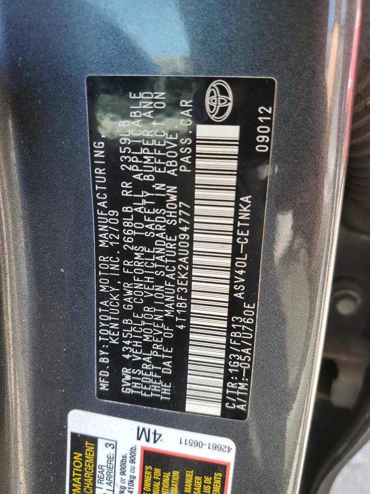 4T1BF3EK2AU094777 2010 Toyota Camry Base